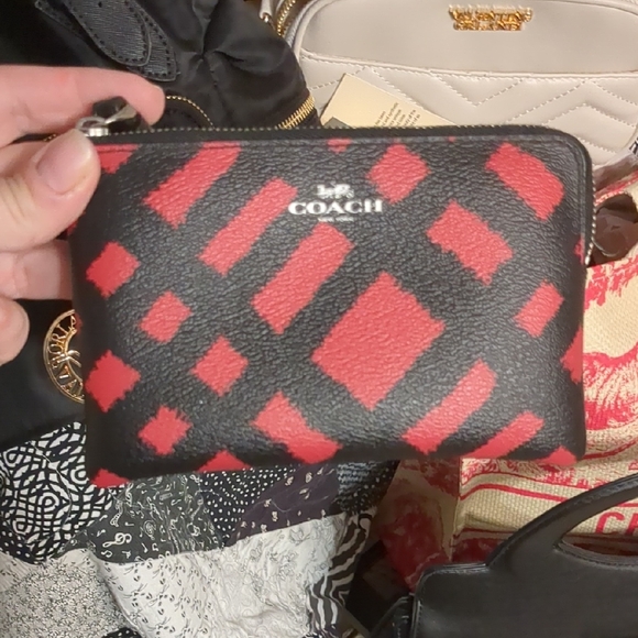 Coach Black and Red Geometric Wristlet - Picture 1 of 1